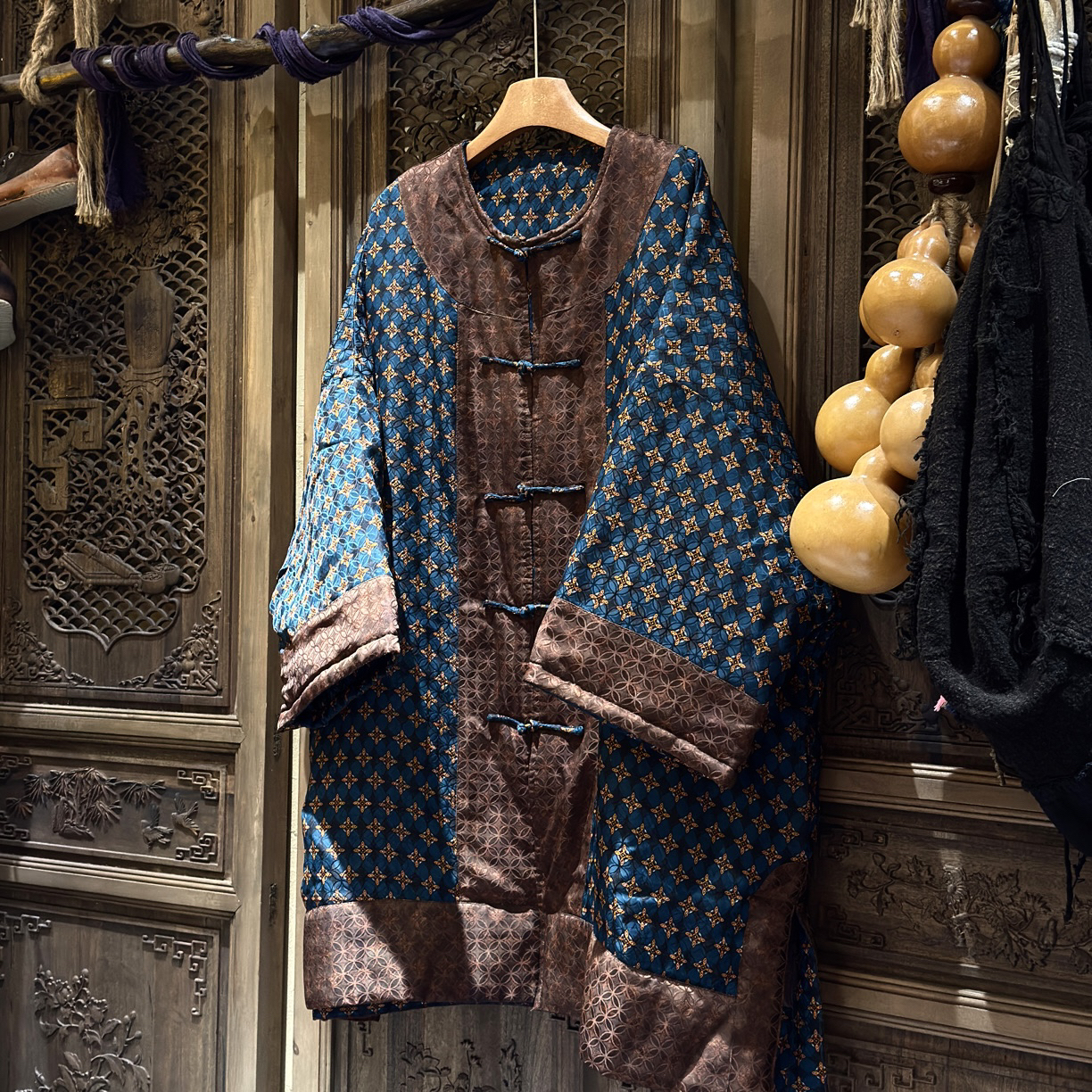 【依豆麻衣】古木计秋冬高定盘扣中长夹棉棉衣之青山