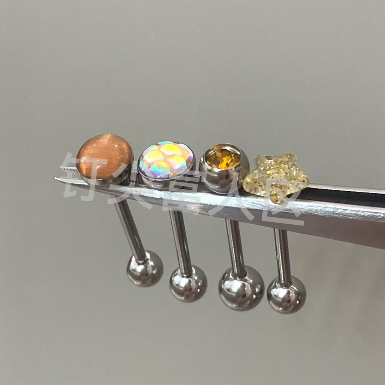 黄色海洋音调舌钉个性舌钉钛钢穿刺饰品