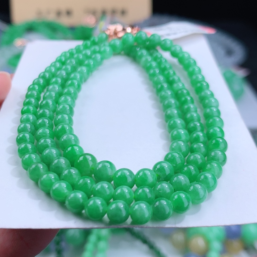 翡翠手链未镶嵌用****9卡4-5.3mm