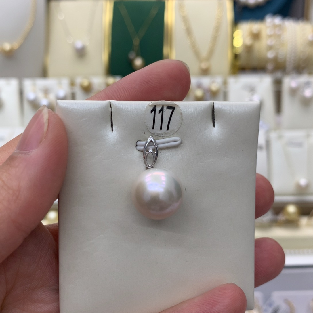 淡水珍珠吊坠(不含链)18K金镶嵌皖*