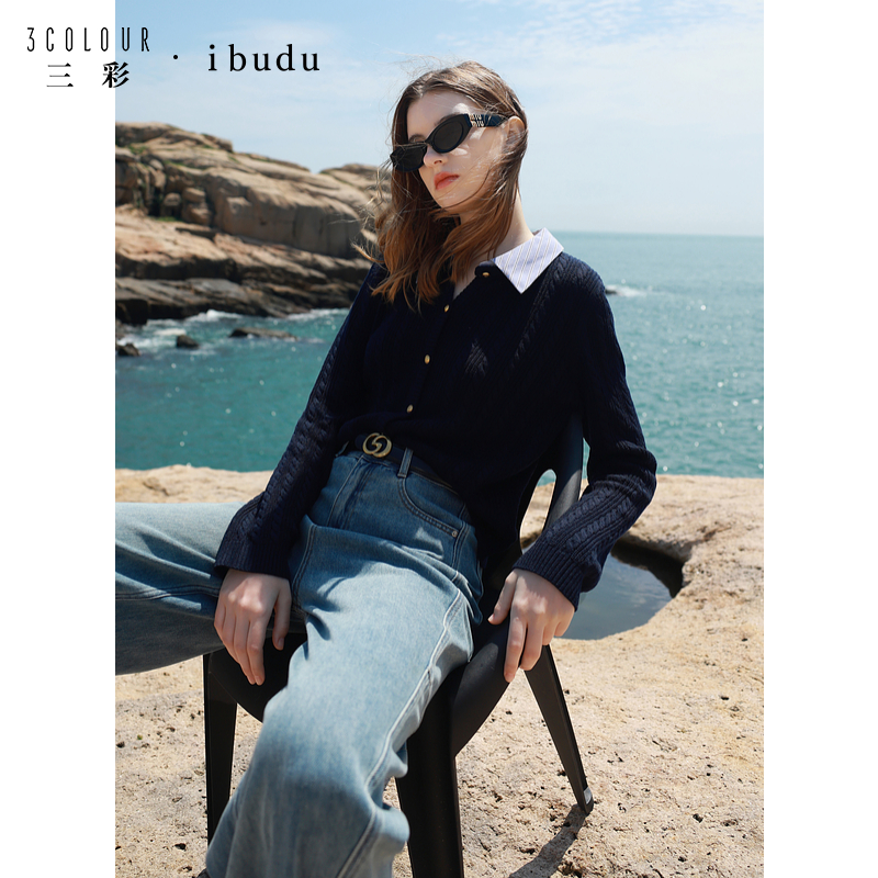 【大叔专享】B403O1009M50三彩ibudu2025春季新款假两件dbx