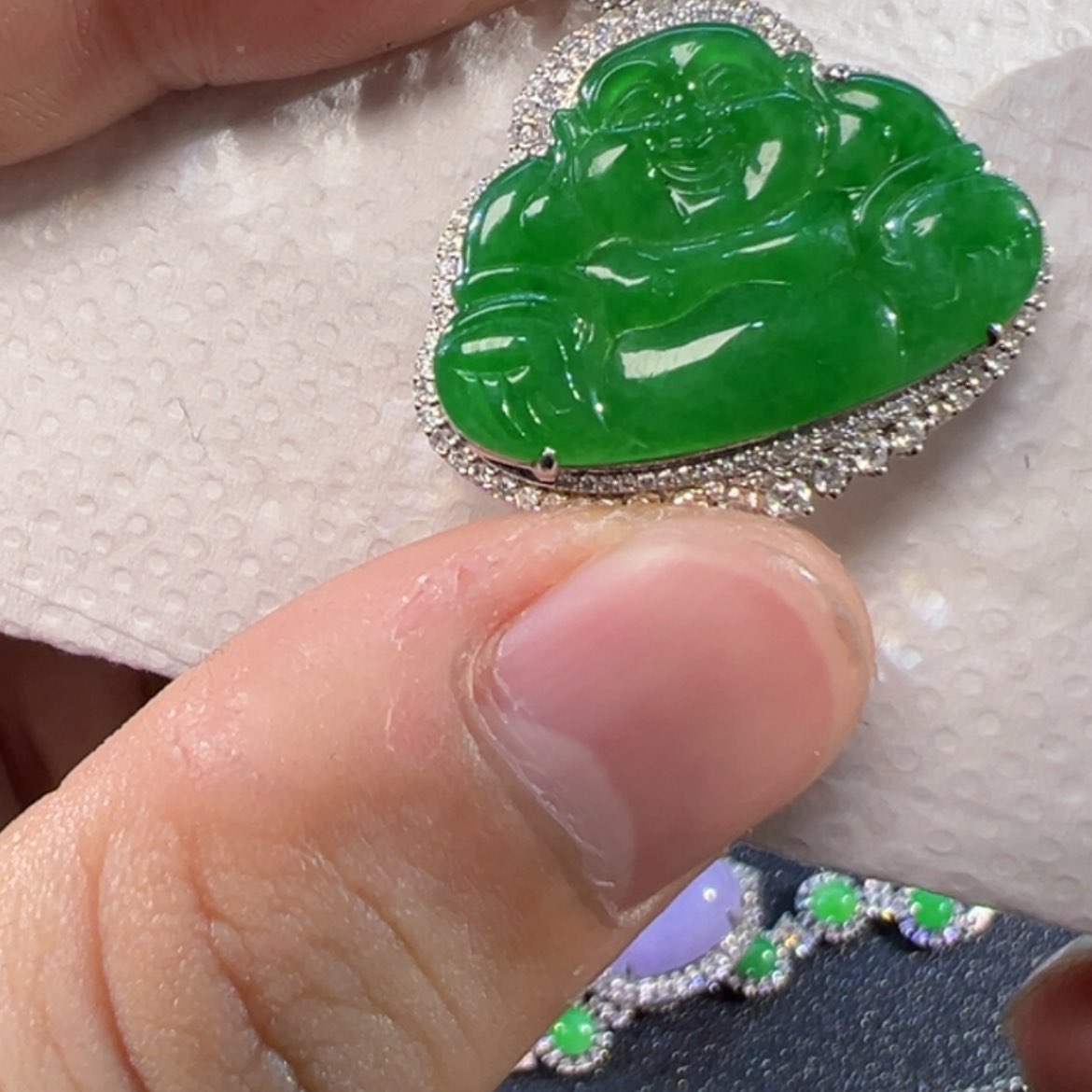 【闪购商品】翡翠颈饰18K金镶嵌缅甸翡翠佛公