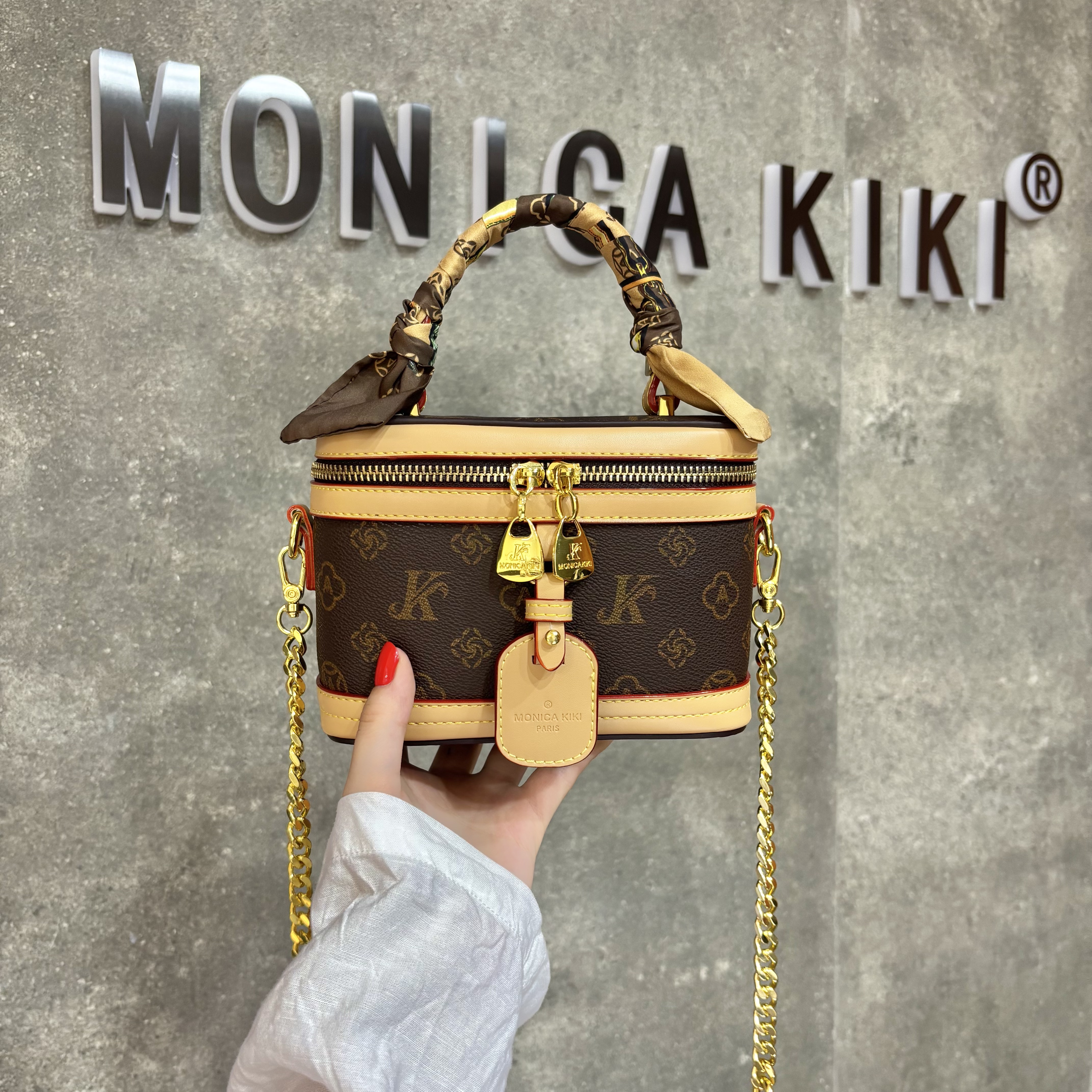 MONICA KIKI/莫妮卡奇奇盒子包经典复古手提包单肩斜挎包-6528