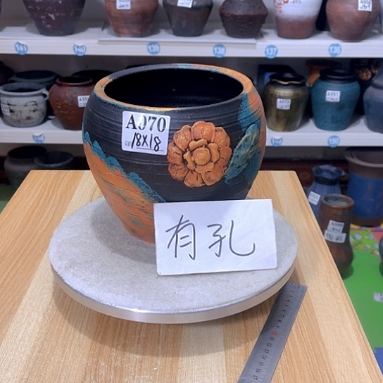 红陶手工制作工艺花盆