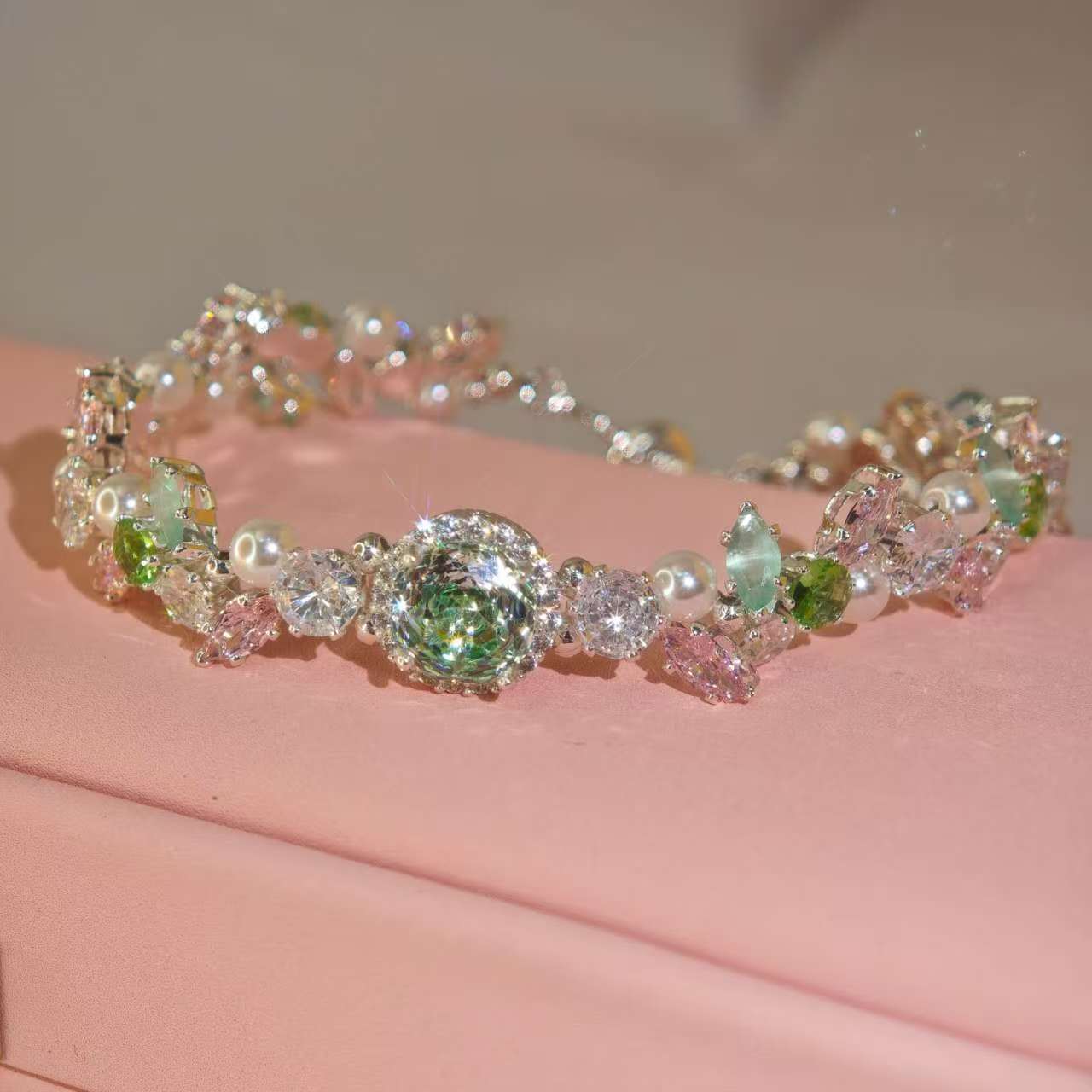 纯铜锆石手链 串珠饰品小众轻奢韩版简约女手链