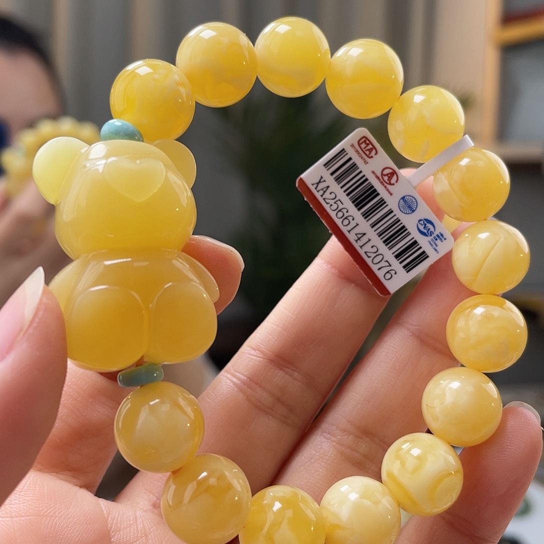 琥珀裸石未镶嵌蜜蜡手串