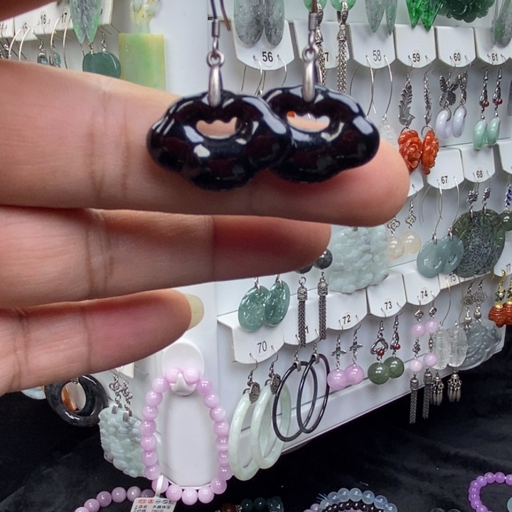 翡翠银S925镶嵌耳饰品质珠宝