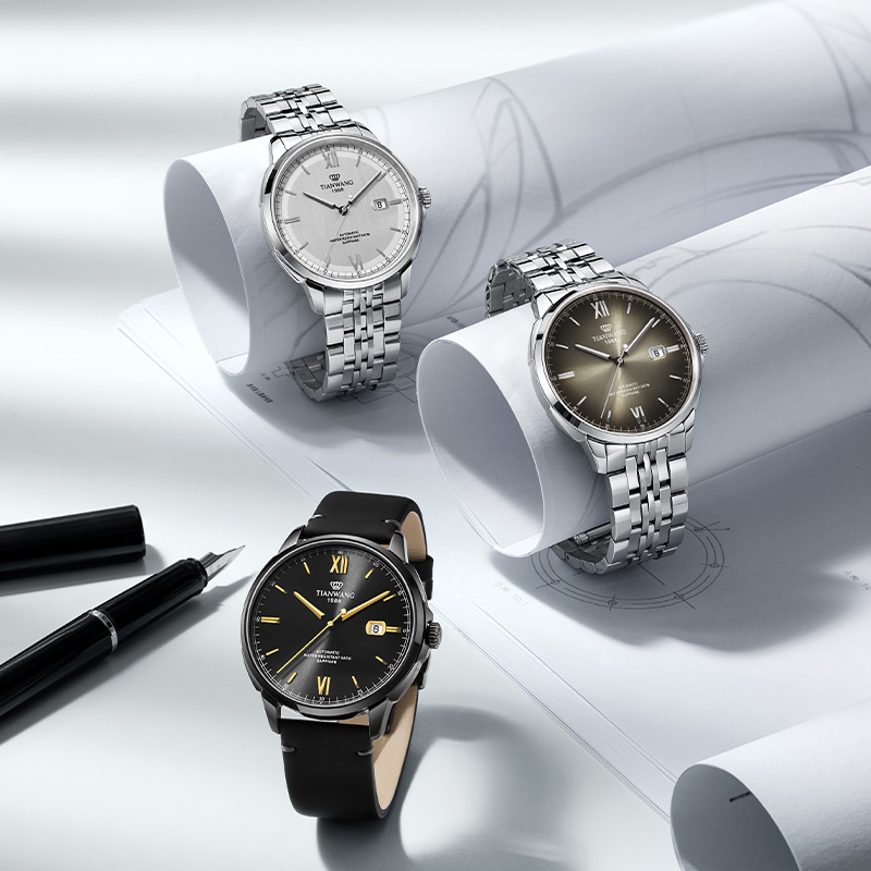 天王表蓝图系列钢带防水机械表气质男士手表商务通勤百搭51294