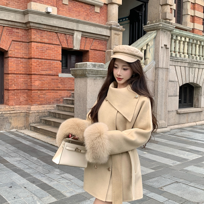 "赫本序章"设计感双面羊毛大衣羊毛呢子外套女秋冬韩系千金风新款