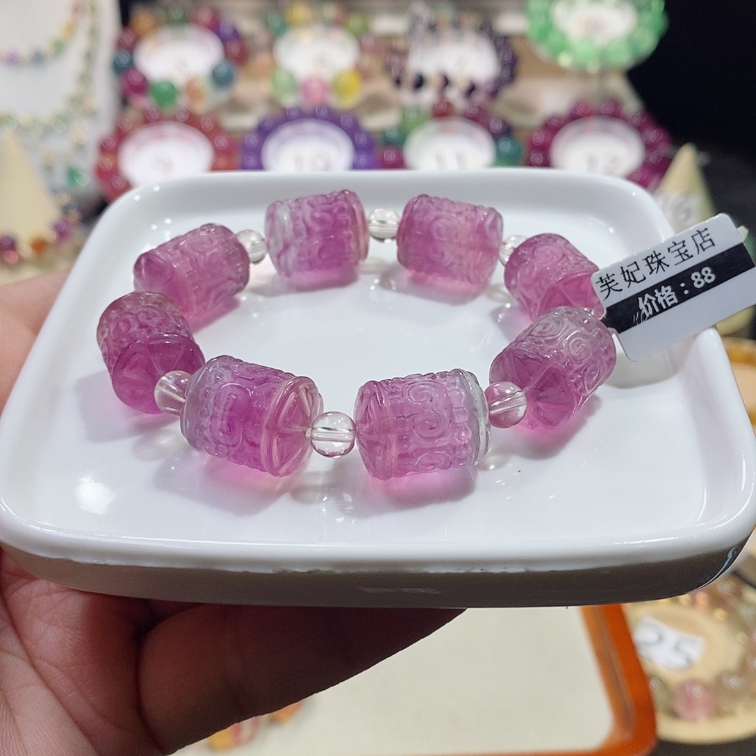 萤石手链未镶嵌14mm回纹桶