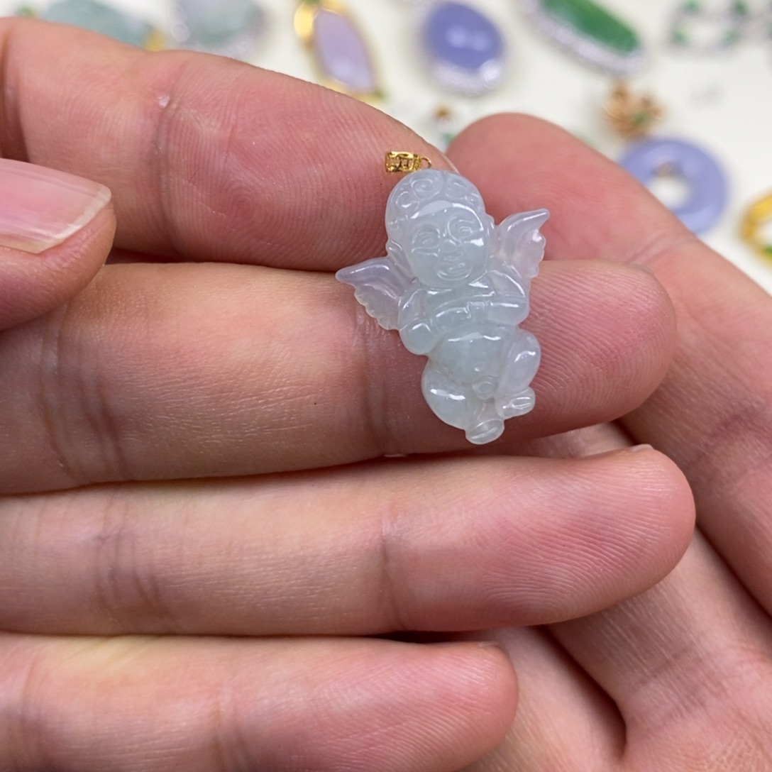 定制翡翠18K金镶嵌天然缅甸翡翠A货漏个