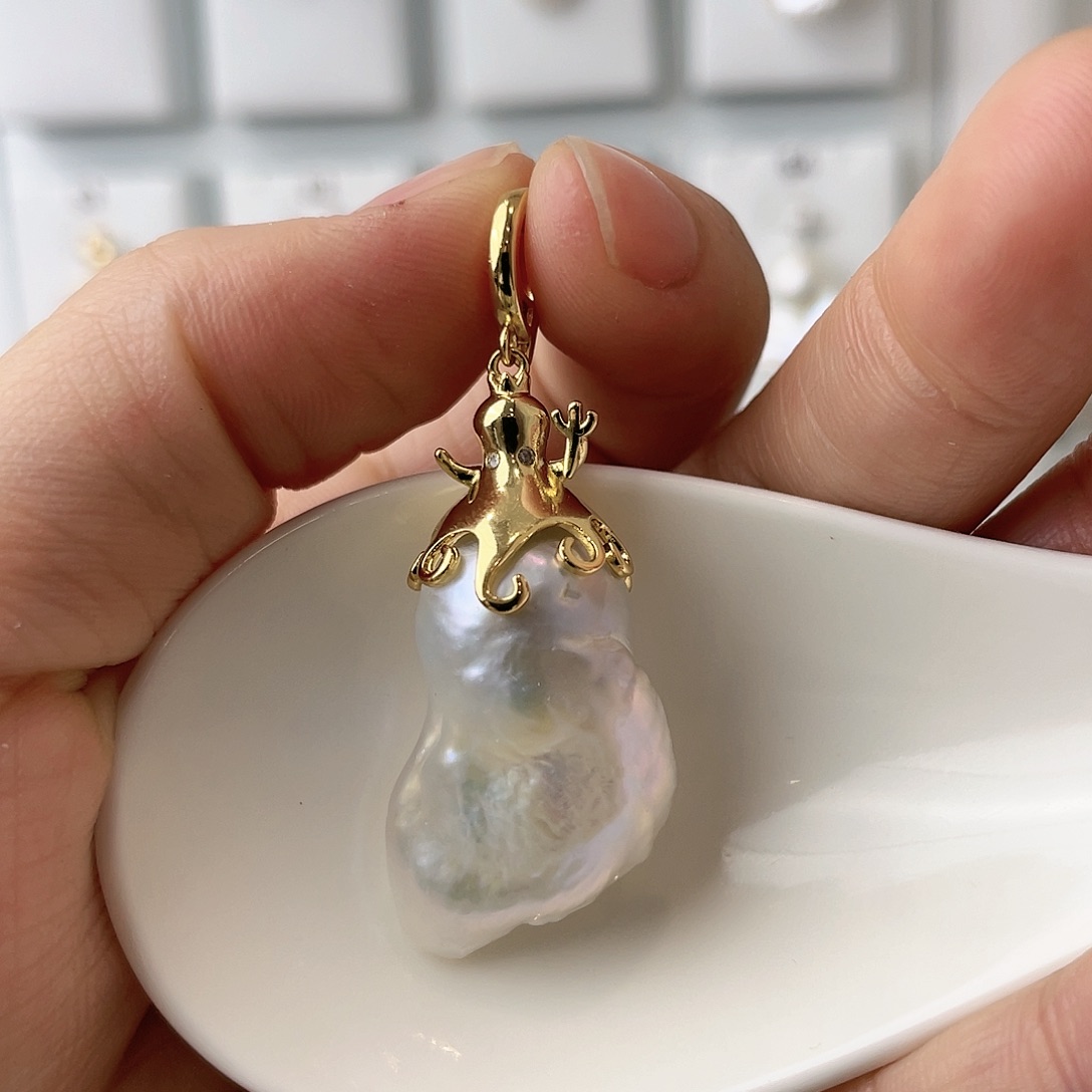 淡水珍珠天然珍珠巴洛克银S925镶嵌