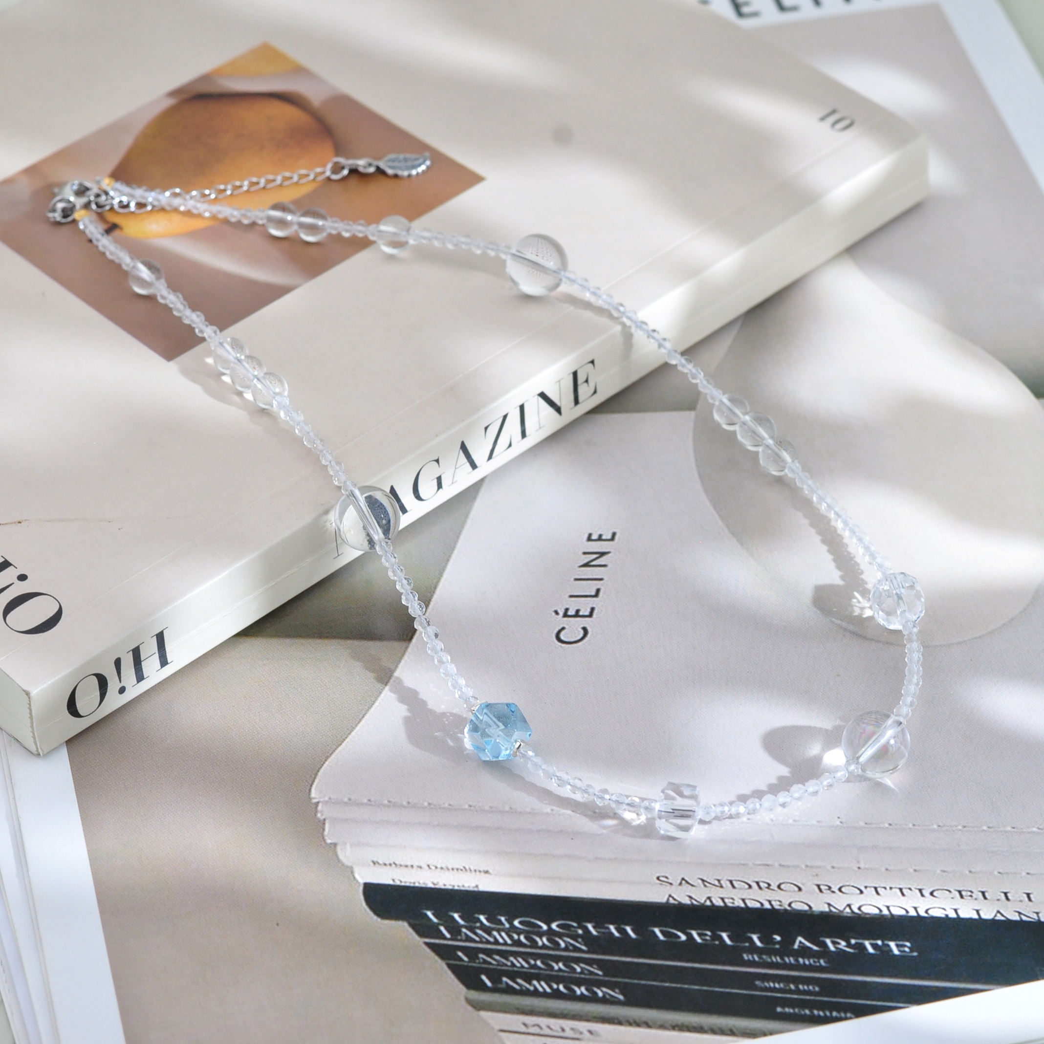 白水晶配托帕石项链A1350105