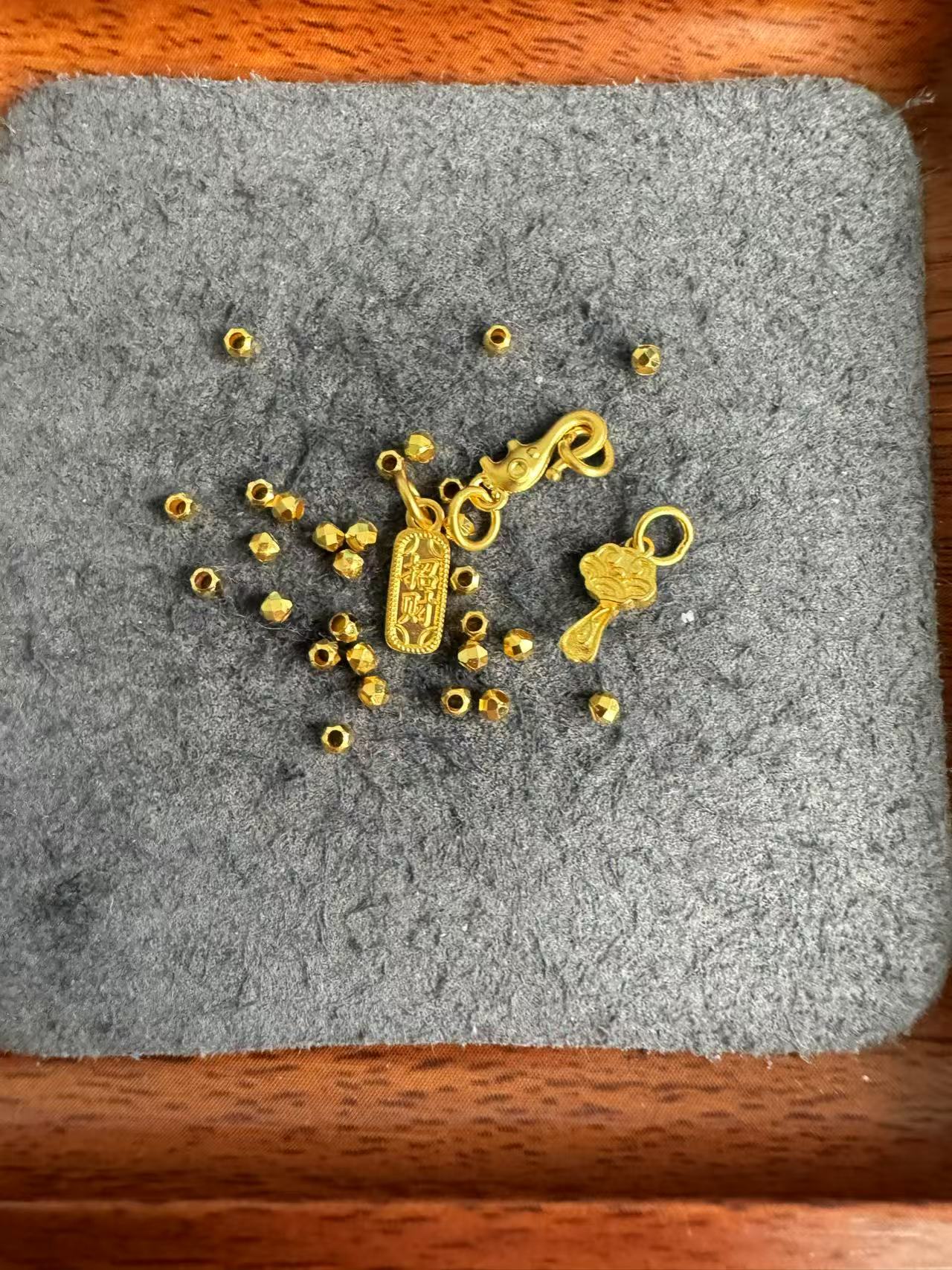 足金999 卡2蹦迪金珠如意手链