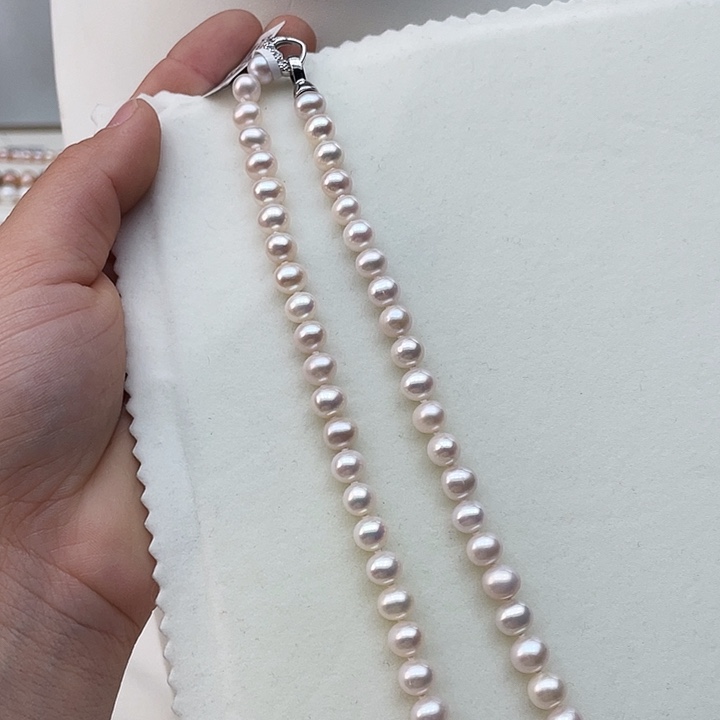 淡水珍珠颈饰未镶嵌卡7➕极光白炫天某粉