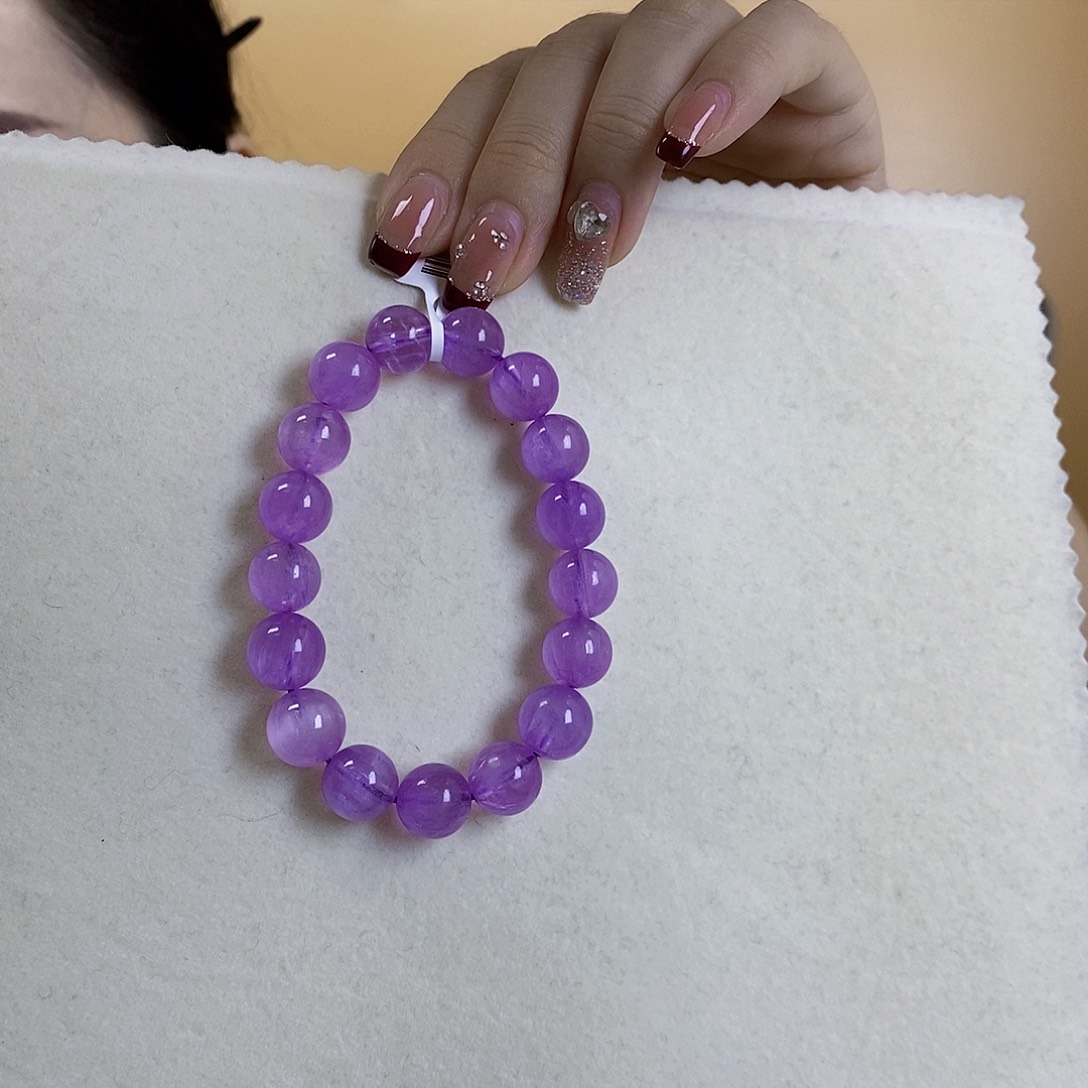 锂辉石紫锂辉高冰收藏级顶配手串11+未镶嵌