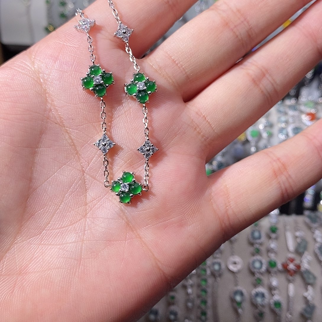 翡翠银S925镶嵌手链