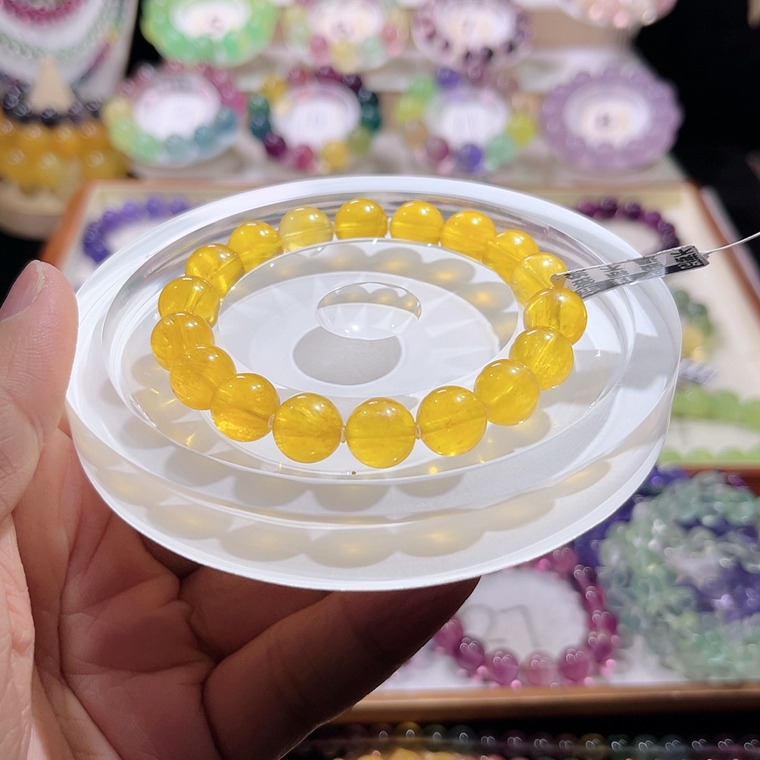 未镶嵌手链萤石11mm暴力黄拉丝