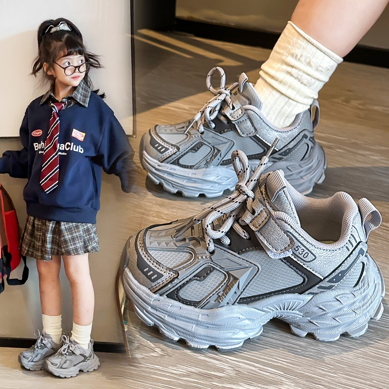 儿童鞋爆款男童运动鞋6-12岁潮款机甲风女童老爹鞋洋气时尚百搭潮