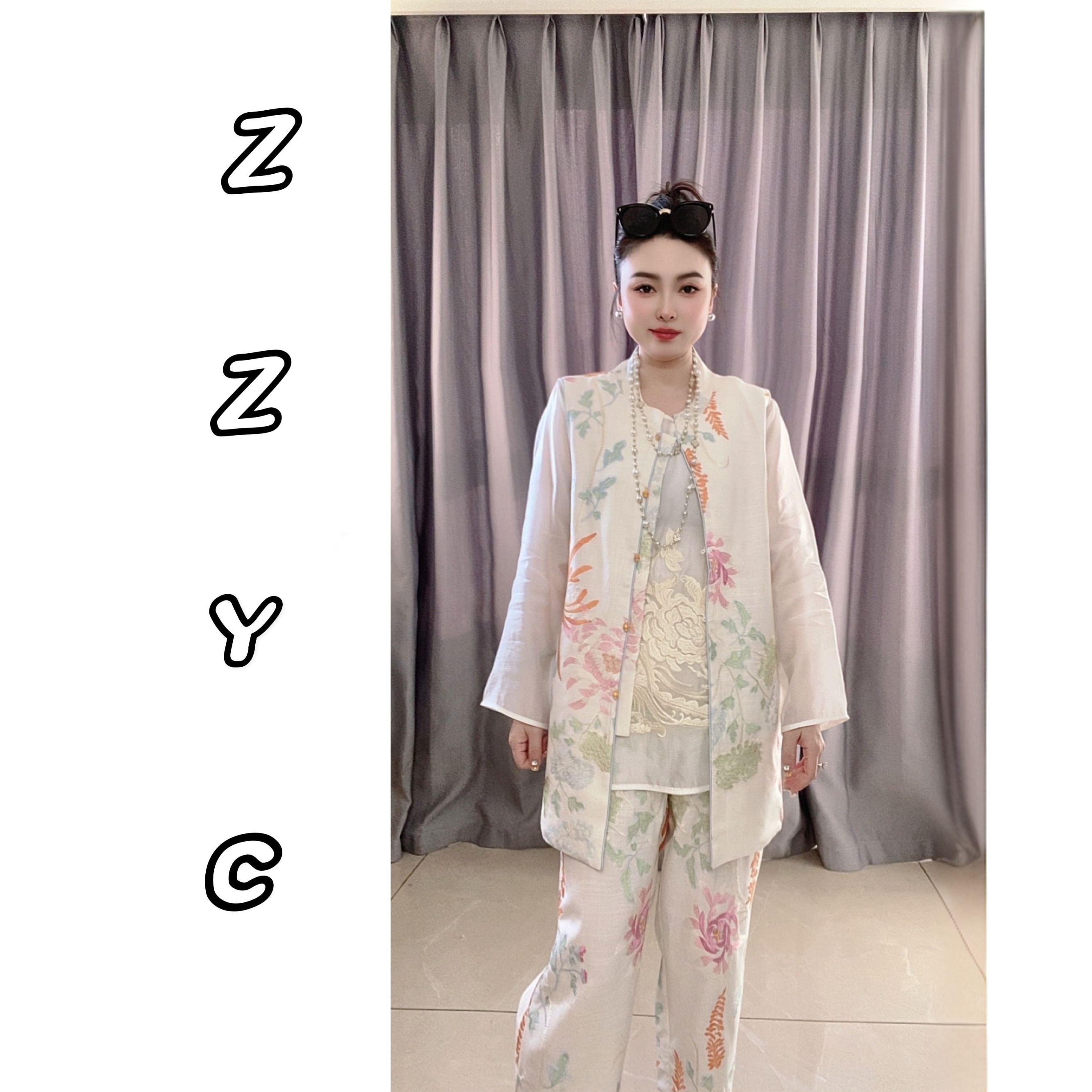 zz赵赵春夏新中式全身刺绣中国风裤子