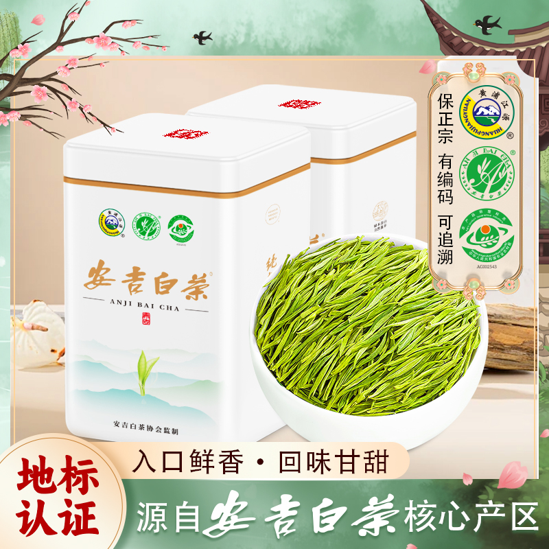 明前安吉白茶2025新茶一级兰花香绿茶茶叶罐装原产