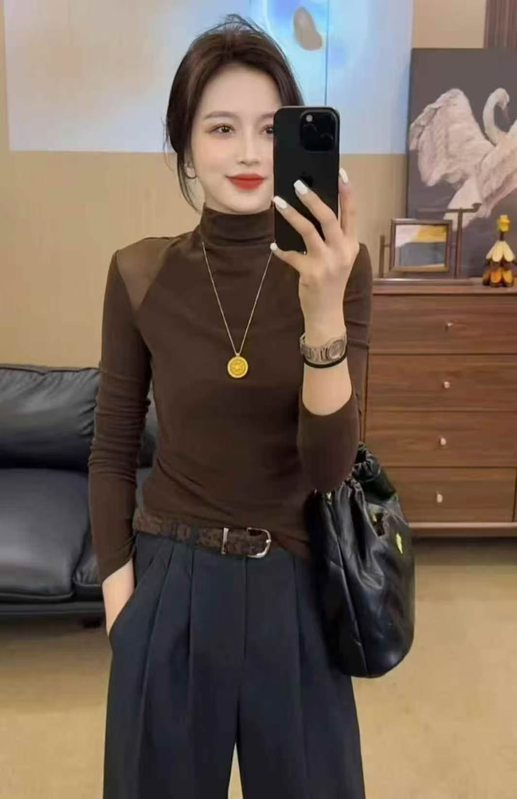 百搭高领打底上衣