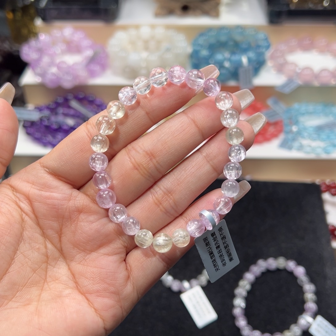 紫锂辉锂辉石未镶嵌荔**妹彩锂辉7m m