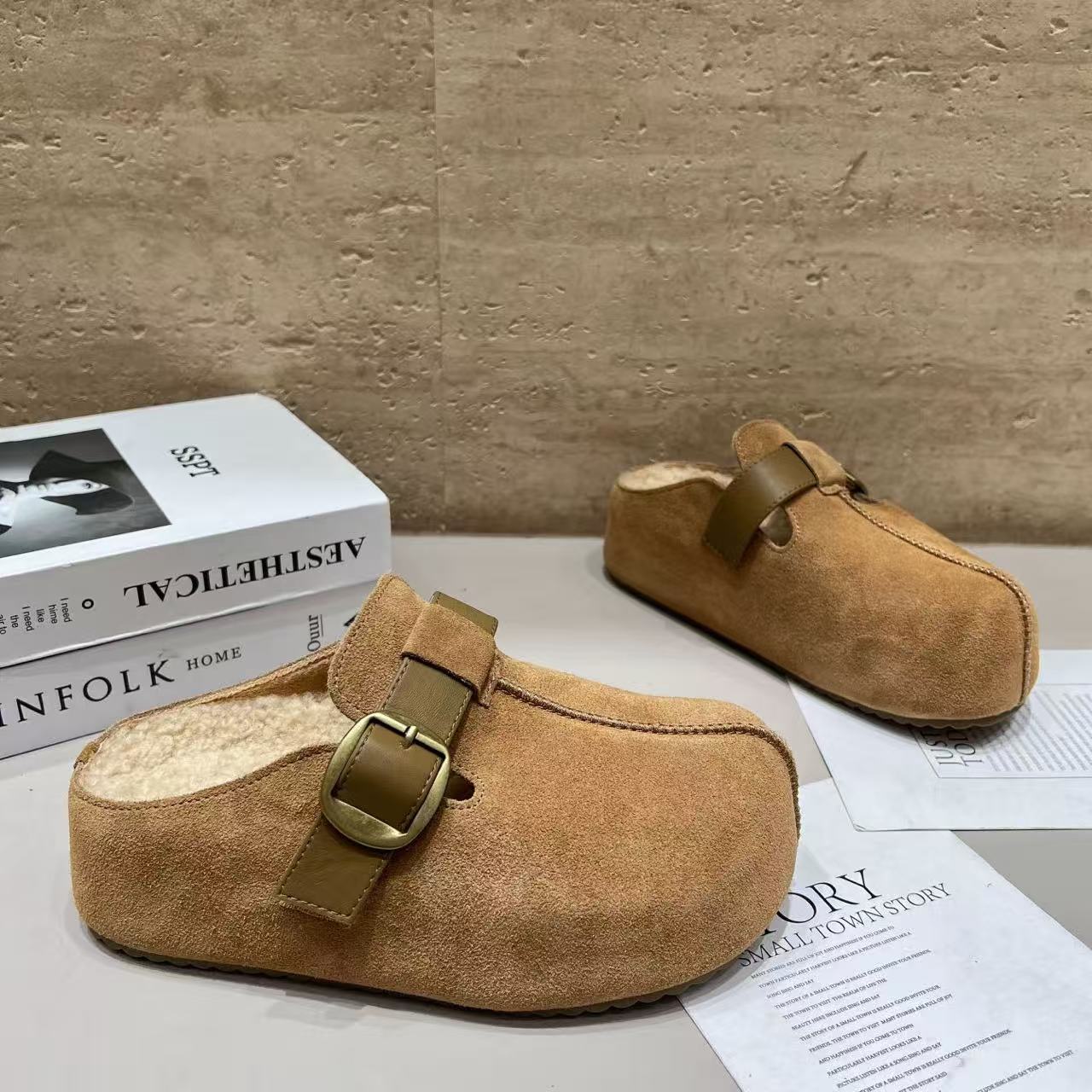 秋冬休闲款法式拖鞋配裙子包头拖鞋博肯鞋1216