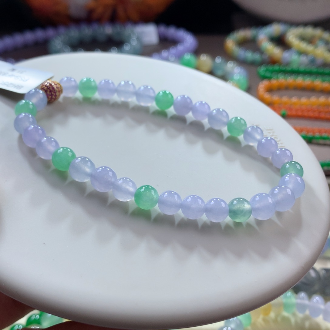 翡翠手链未镶嵌冰春彩卡6➕