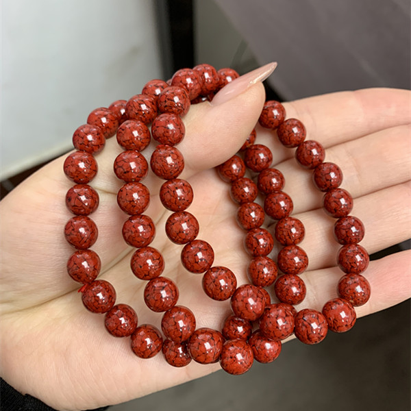 新年福利~含辰砂工艺品原矿晶体砂手串手链圆珠8mm