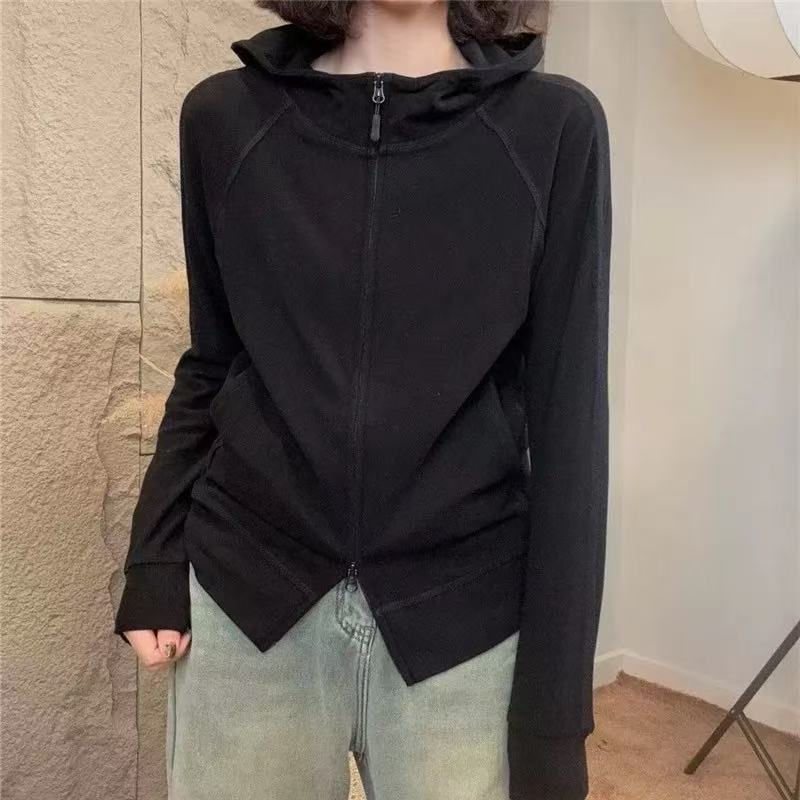 加厚德绒连帽卫衣女开衫秋冬2025新款休闲简约双拉链长袖运动外套