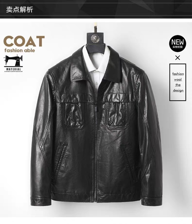 海宁真皮皮衣男头层山羊皮夹克青年帅气翻领机车服休闲外套短款潮