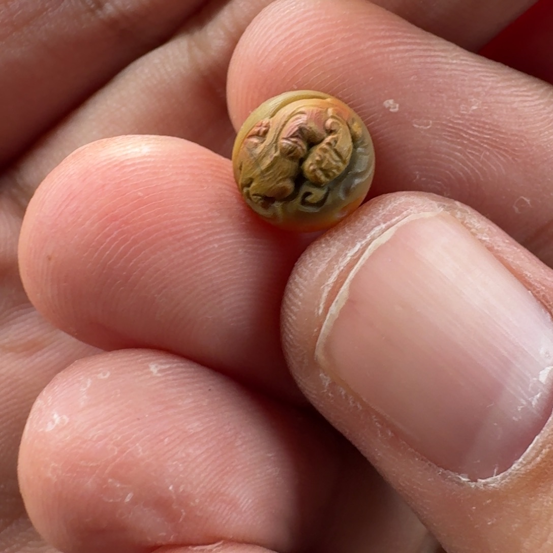 南红玛瑙包浆雕刻赤龙9.3mm未镶嵌