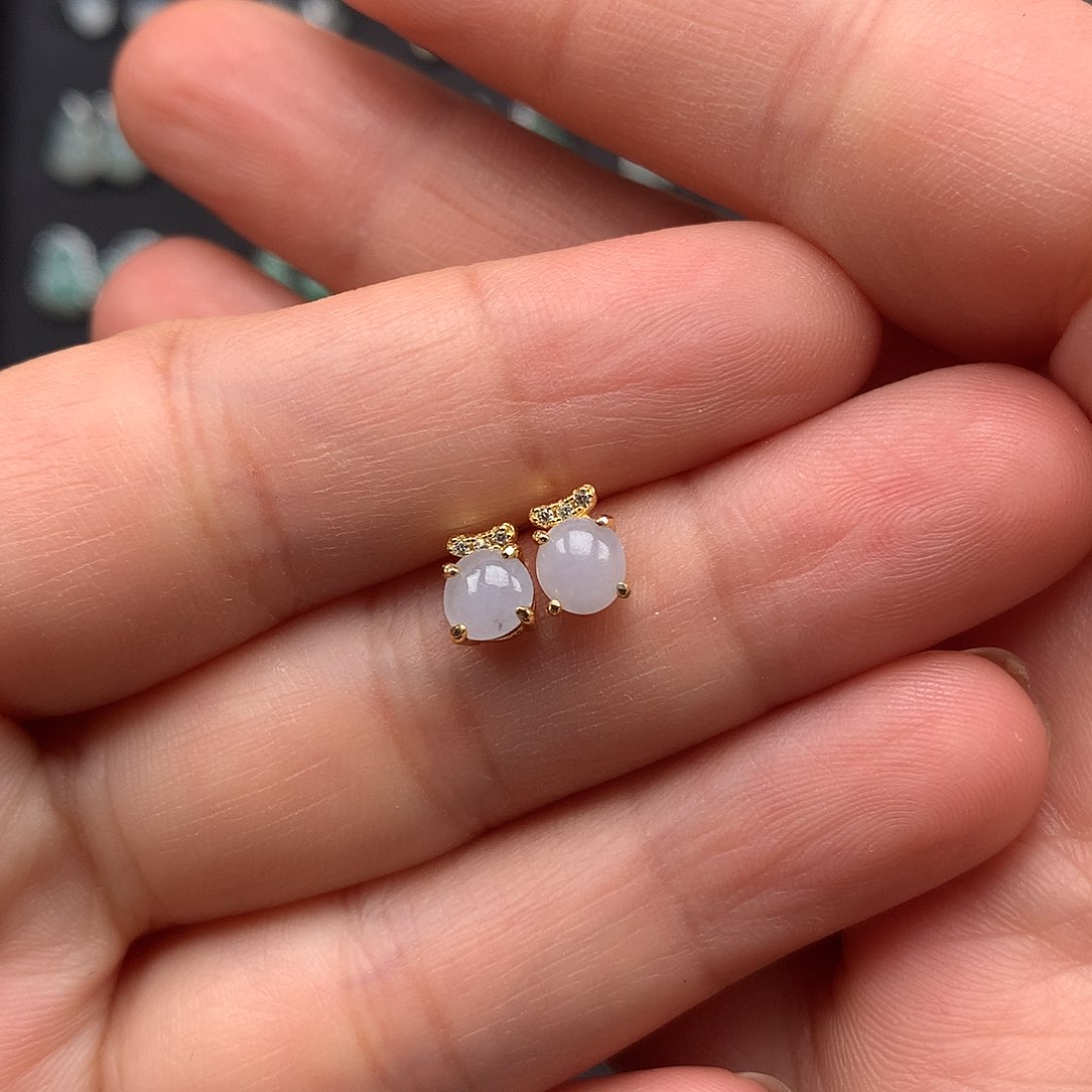 翡翠银S925镶嵌耳饰耳饰925