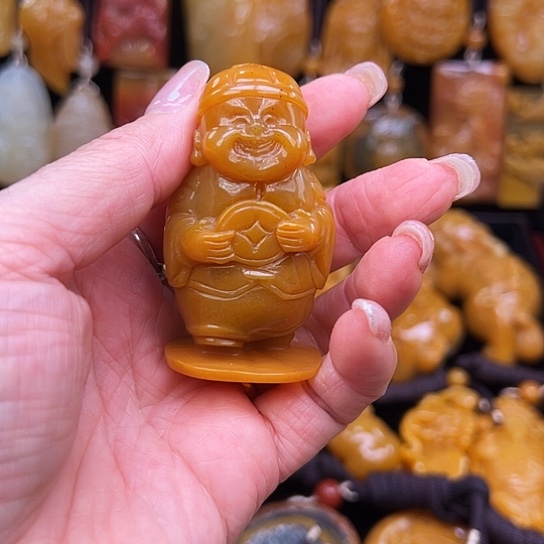 石英质玉（黄龙玉）合金颈饰