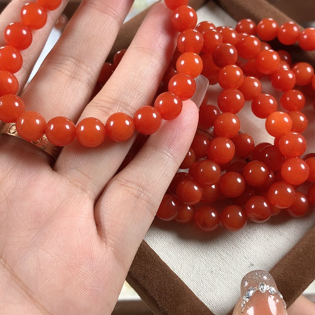 水晶手串未镶嵌红玛瑙8mmm