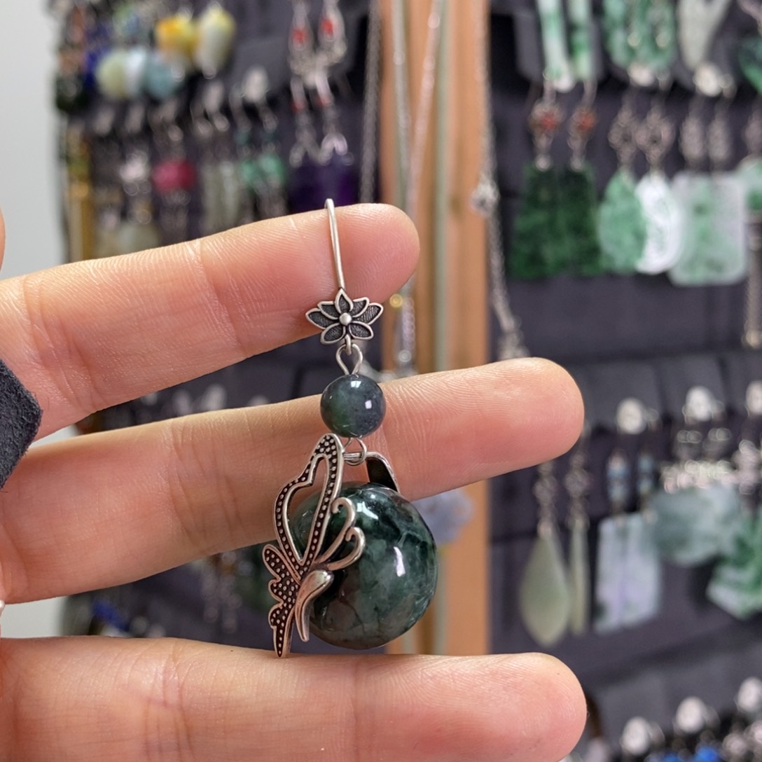 翡翠耳饰银S925镶嵌养*堂差价