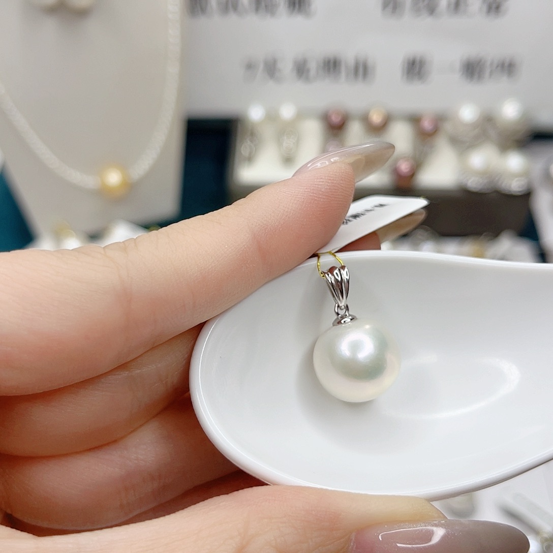 吊坠(不含链)银S925镶嵌淡水珍珠