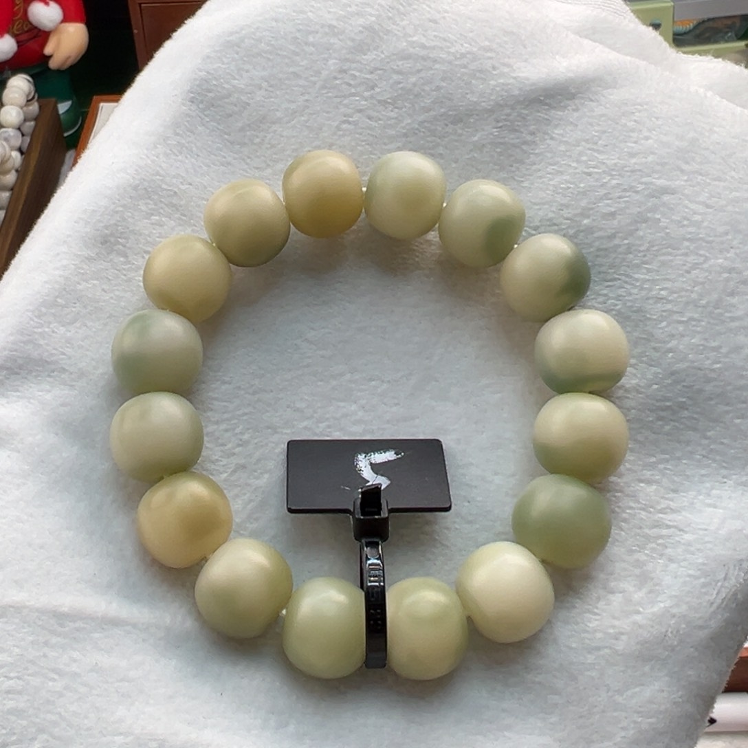 菩提根/象牙果手串卡14苹果奶绿干磨全品5