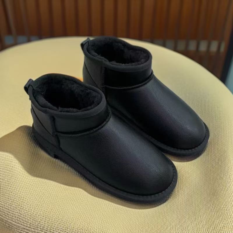 男士舒适一脚套雪地靴黑色冬季保暖加厚002雪地棉加绒靴子