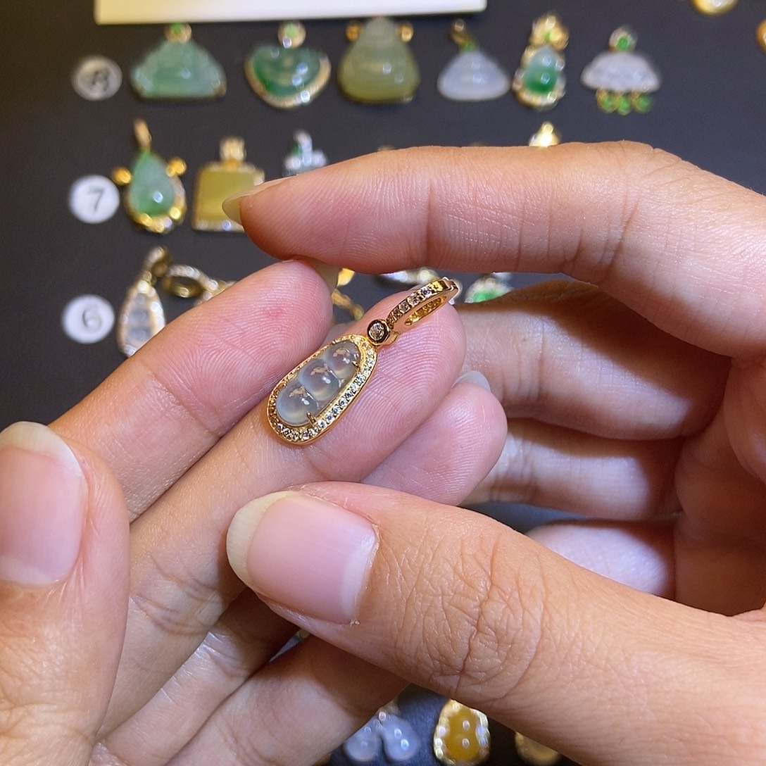 翡翠银S925镶嵌吊坠(不含链)