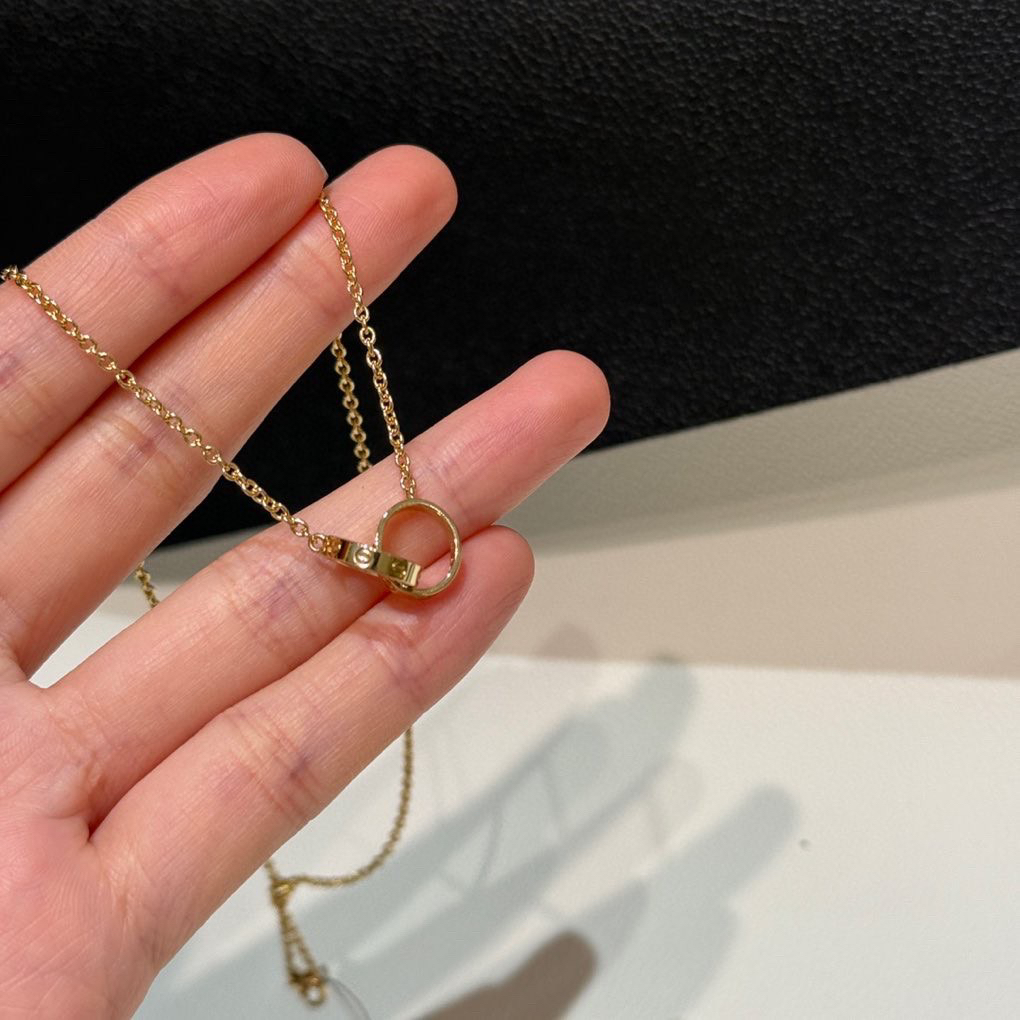 99新 Cartier/卡地亚 黄金双环love项链