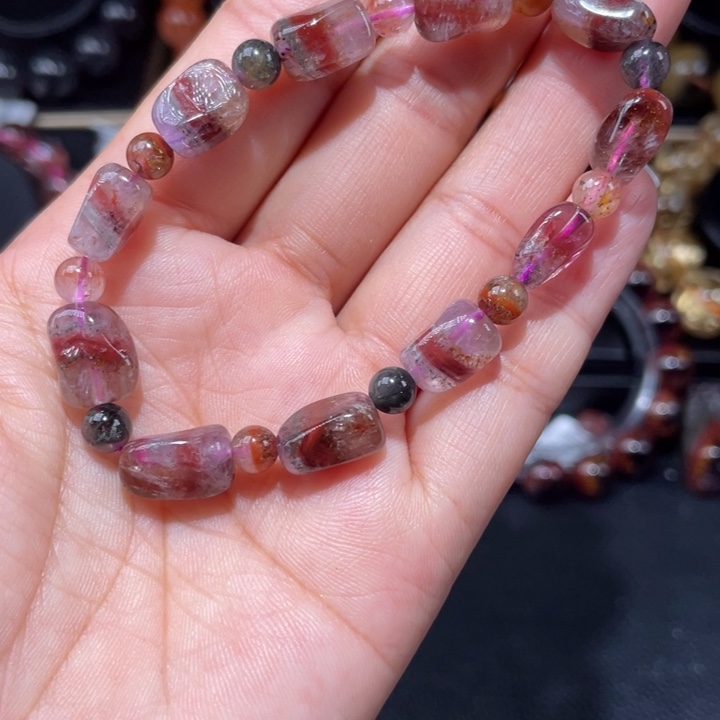 水晶手串未镶嵌极光原石手链