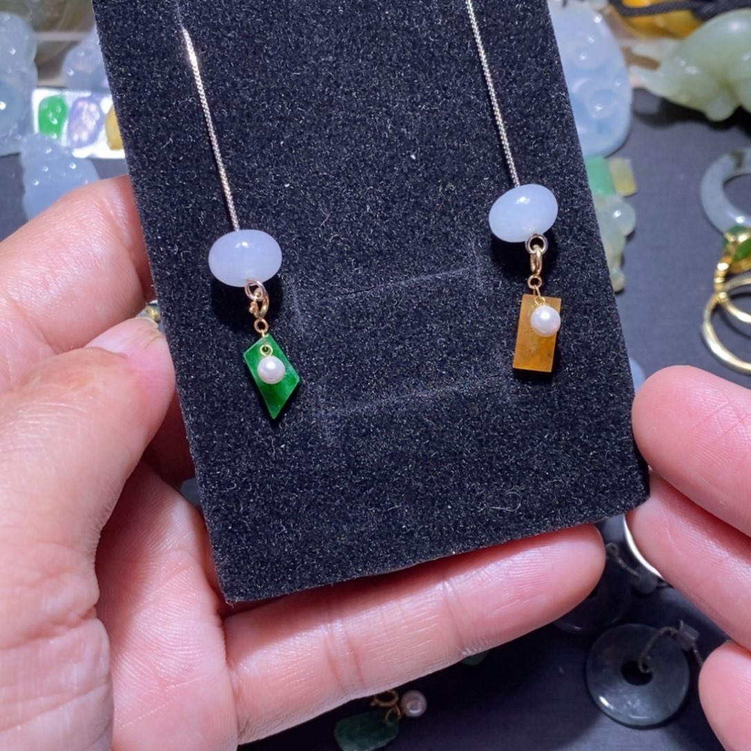 翡翠未镶嵌颈饰耳线380