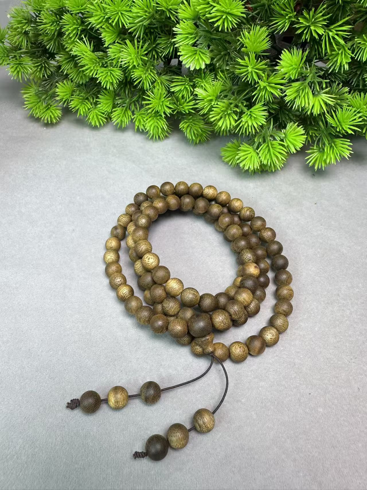 沉香沉香Z002文玩白奇楠倒架0.8多圈圆珠（多样性发其一）