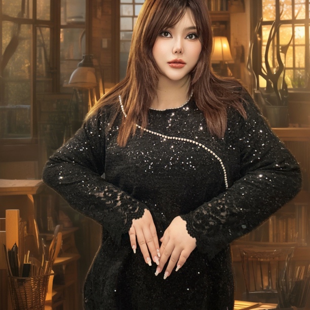 秋冬新款韩版重工蕾丝闪亮轻奢百搭上衣