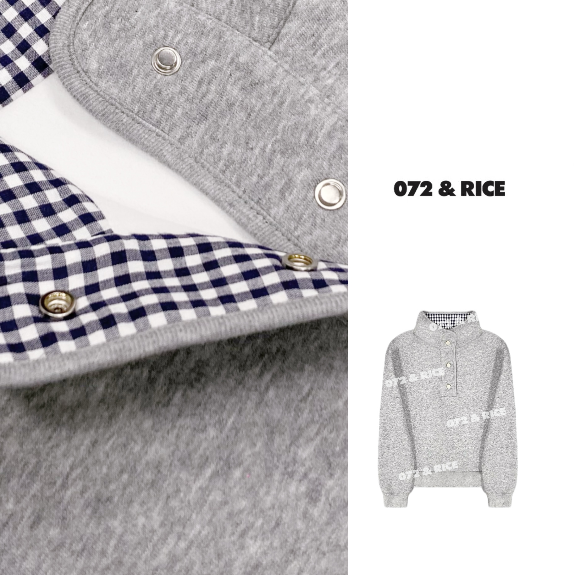 072 & RICE【曲奇格】春季休闲立领加厚长袖卫衣 31W201Z*