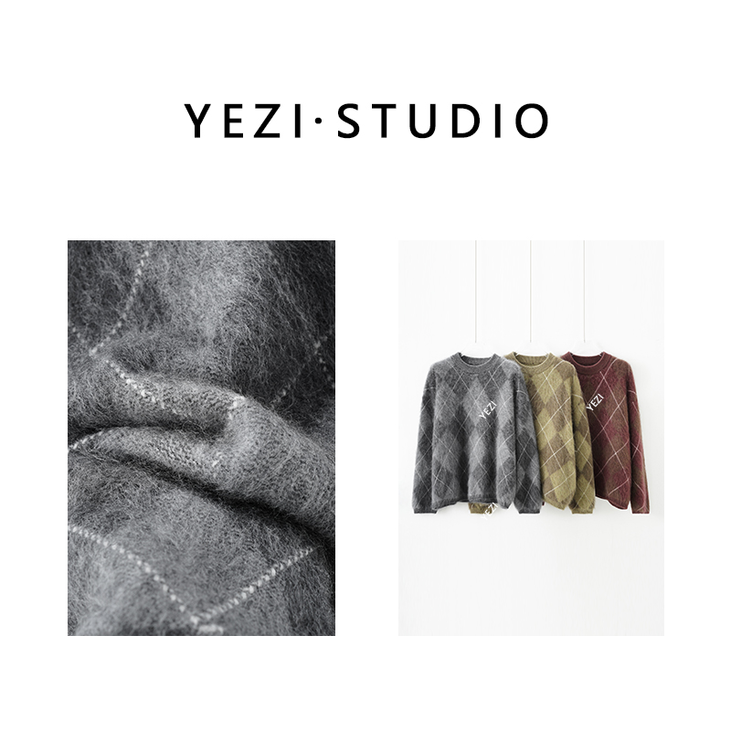 【苏格兰假日】375g丝羊.绒北欧菱格拉绒加厚针织衫毛衣25418092   