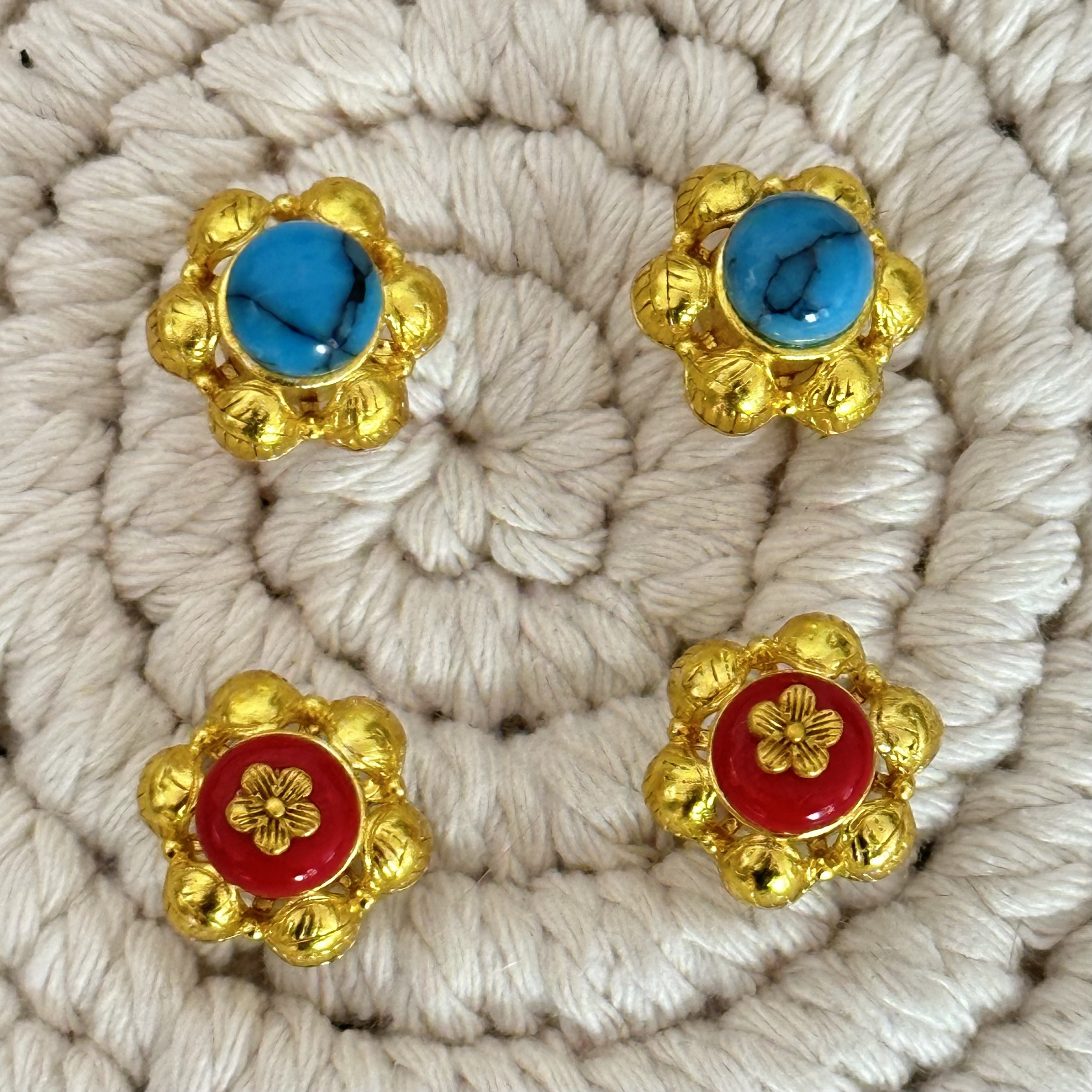 铜合金耳饰 新款铜合金民族风耳钉百搭复古精美