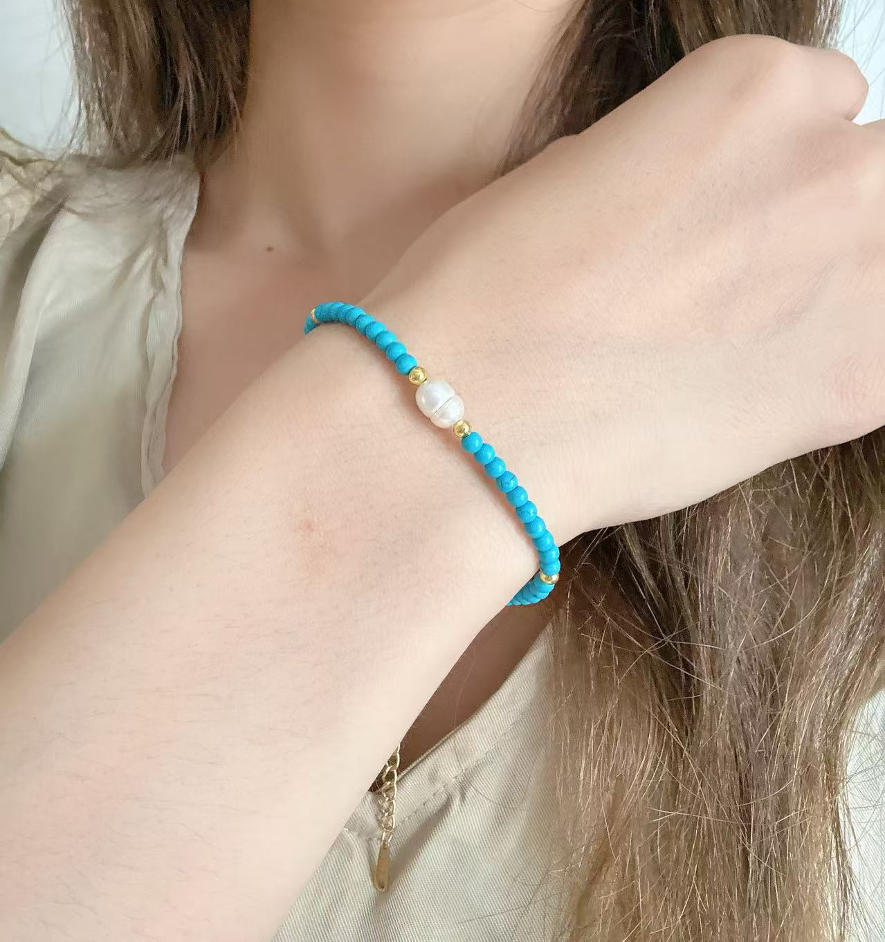 8001轻奢蓝色珍珠手链